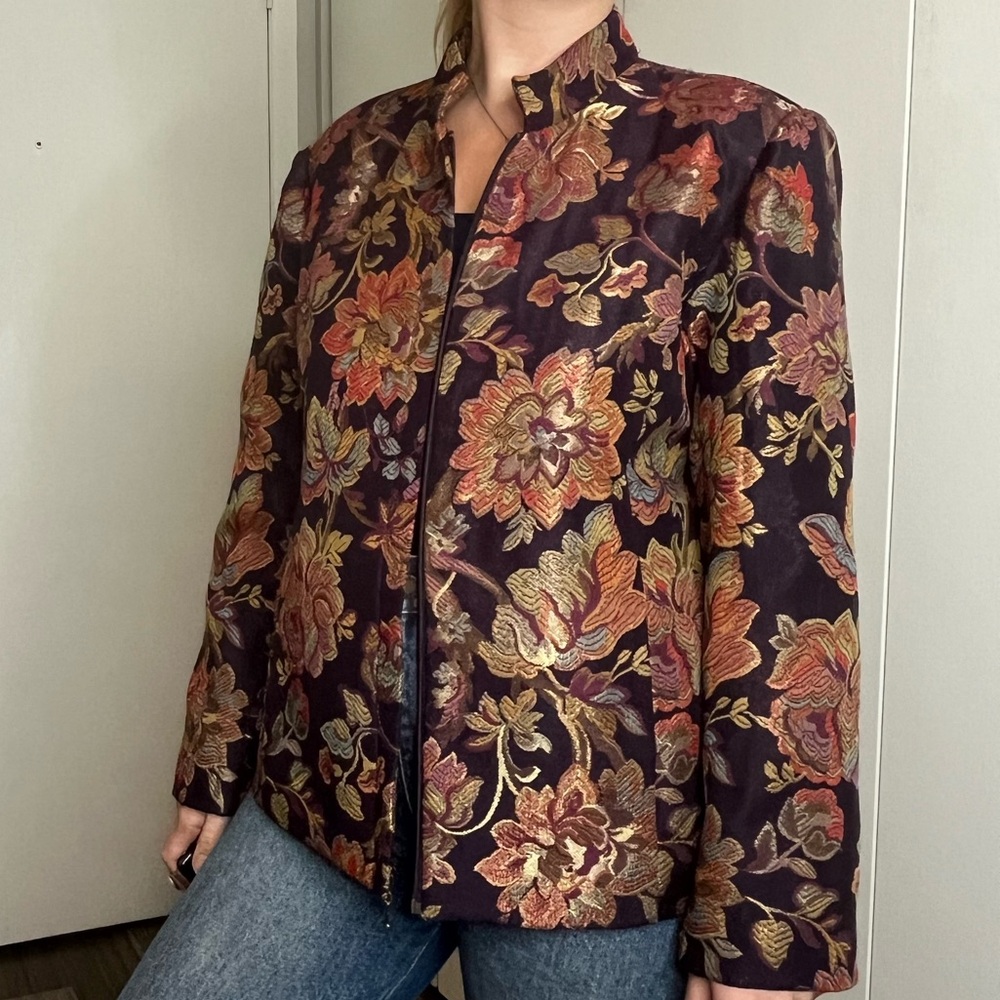 Vintage Coldwater Creek floral tapestry iacket